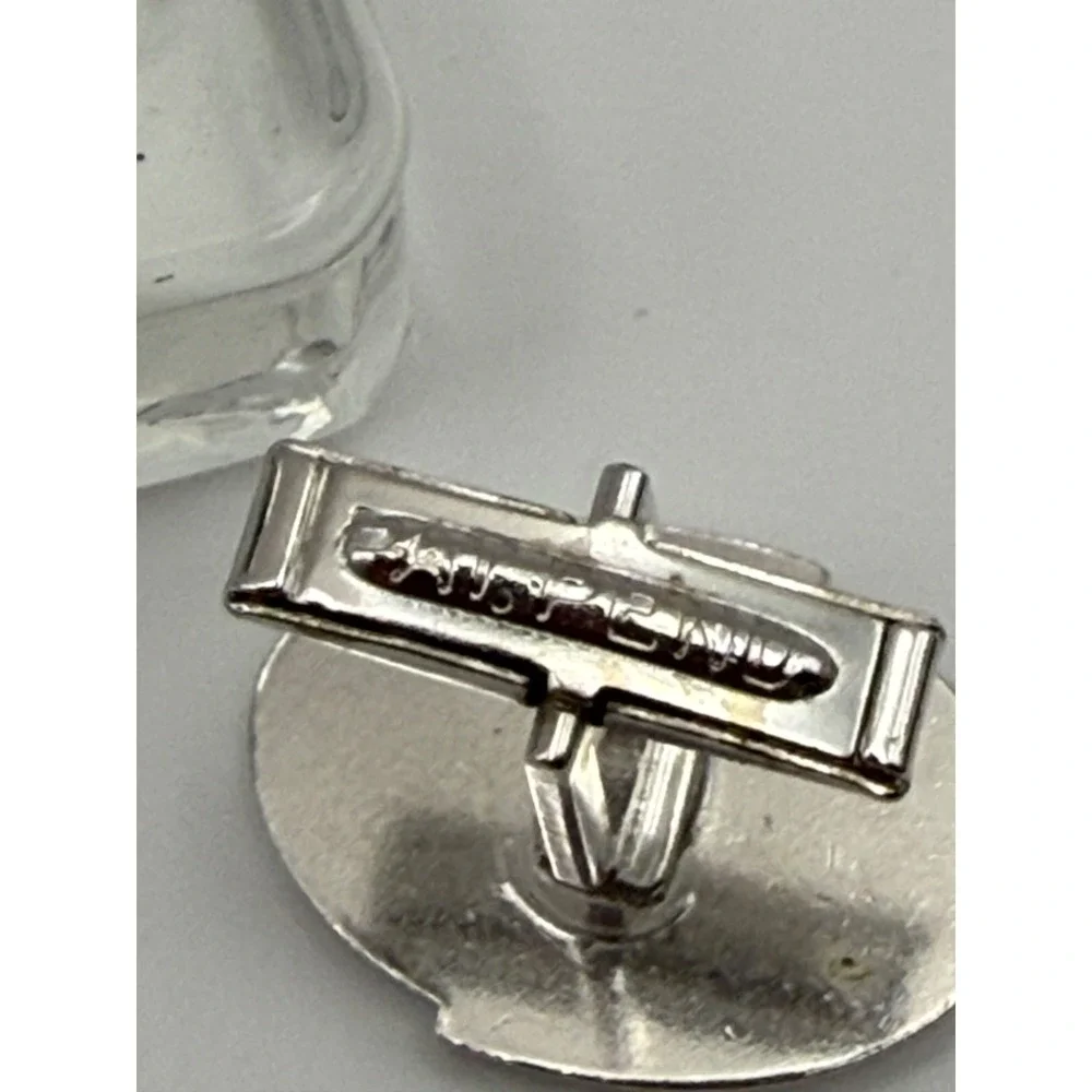 Anson Cufflinks OS Vintage Silver Tone Starburst Rhinestone MCM Atomic Retro